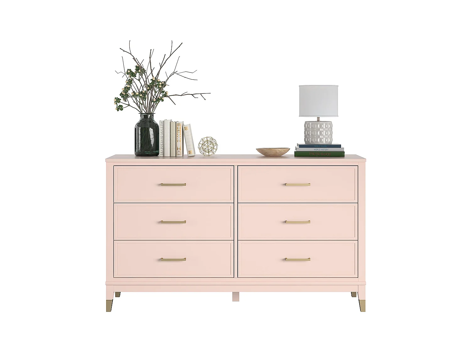 Kommode mit 6 Schubladen in MDF rosa