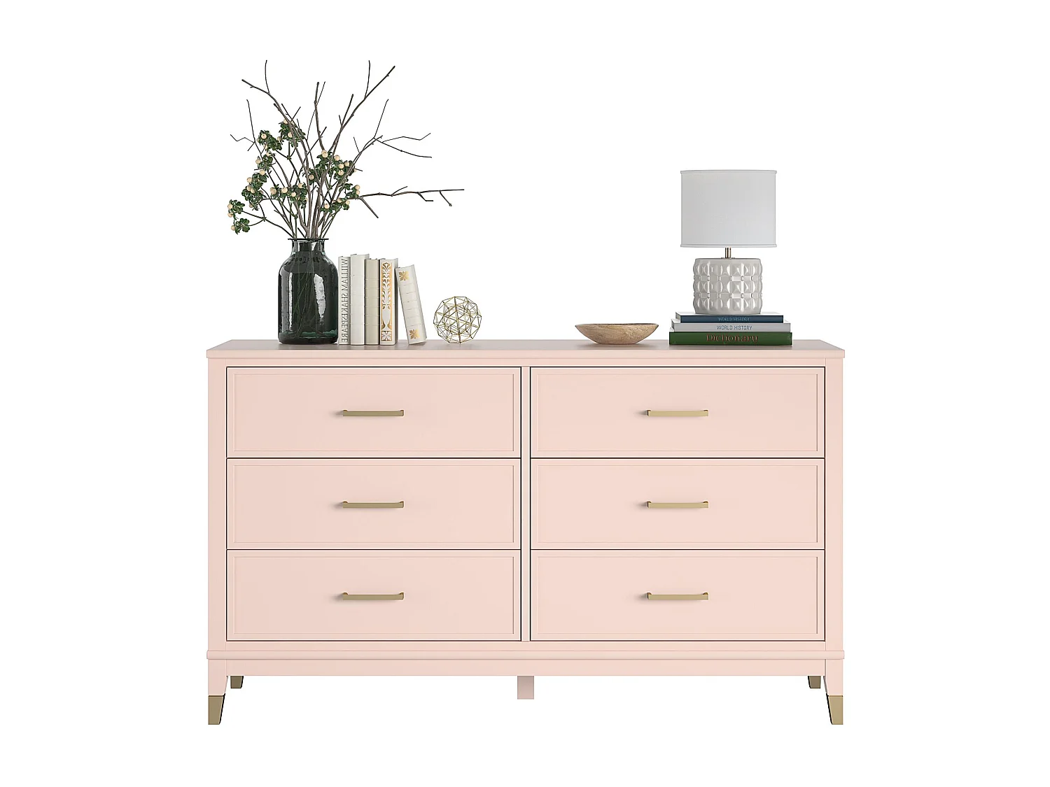 Kommode mit 6 Schubladen in MDF rosa