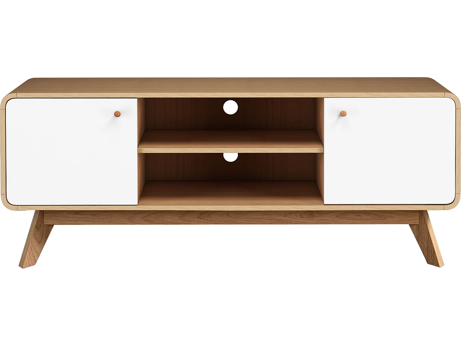 Cassie | Lowboard à 2 portes en panneau de particules chêne et blanc
