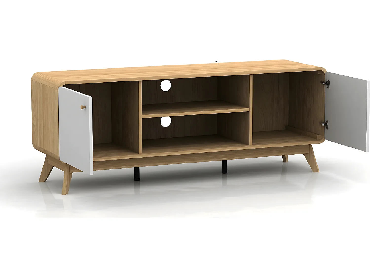 Cassie | Lowboard à 2 portes en panneau de particules chêne et blanc