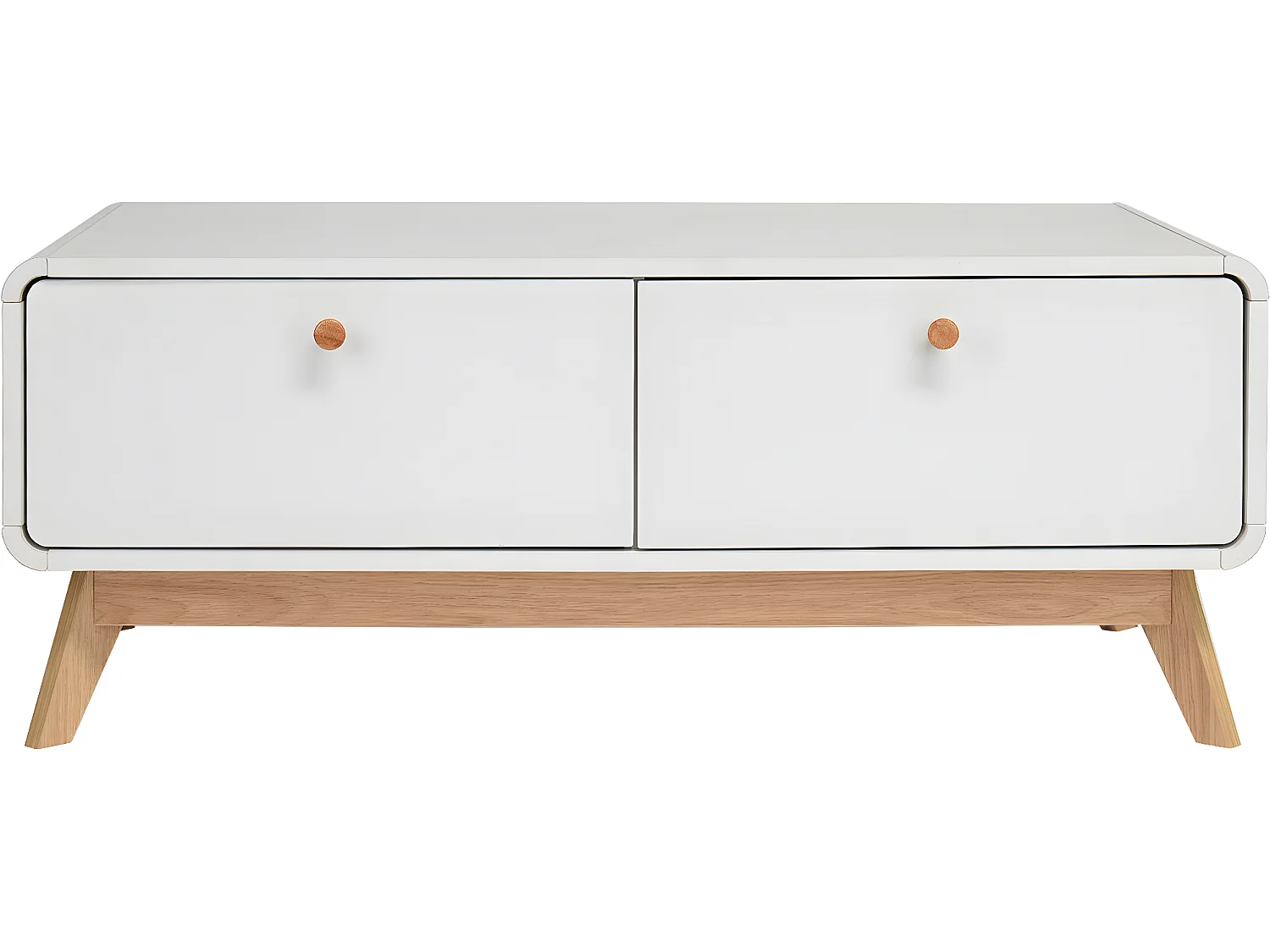 Credenza bassa con 2 cassetti in agglomerato bianco
