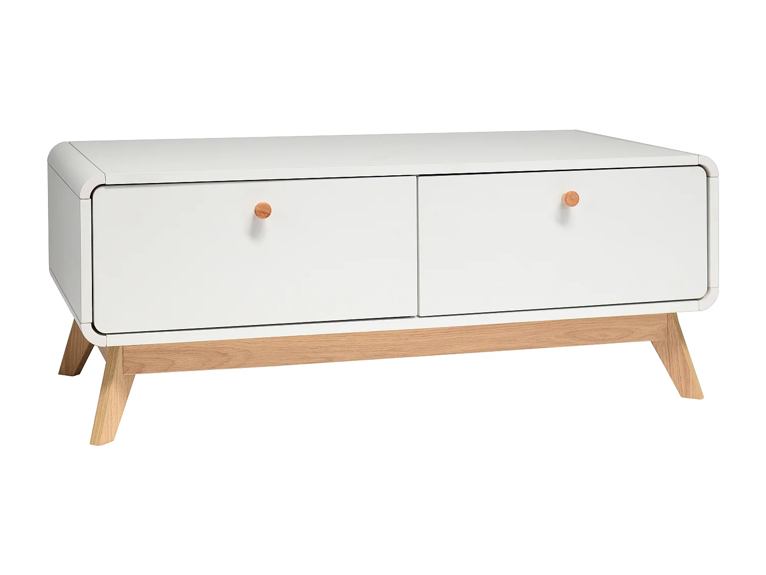 Credenza bassa con 2 cassetti in agglomerato bianco