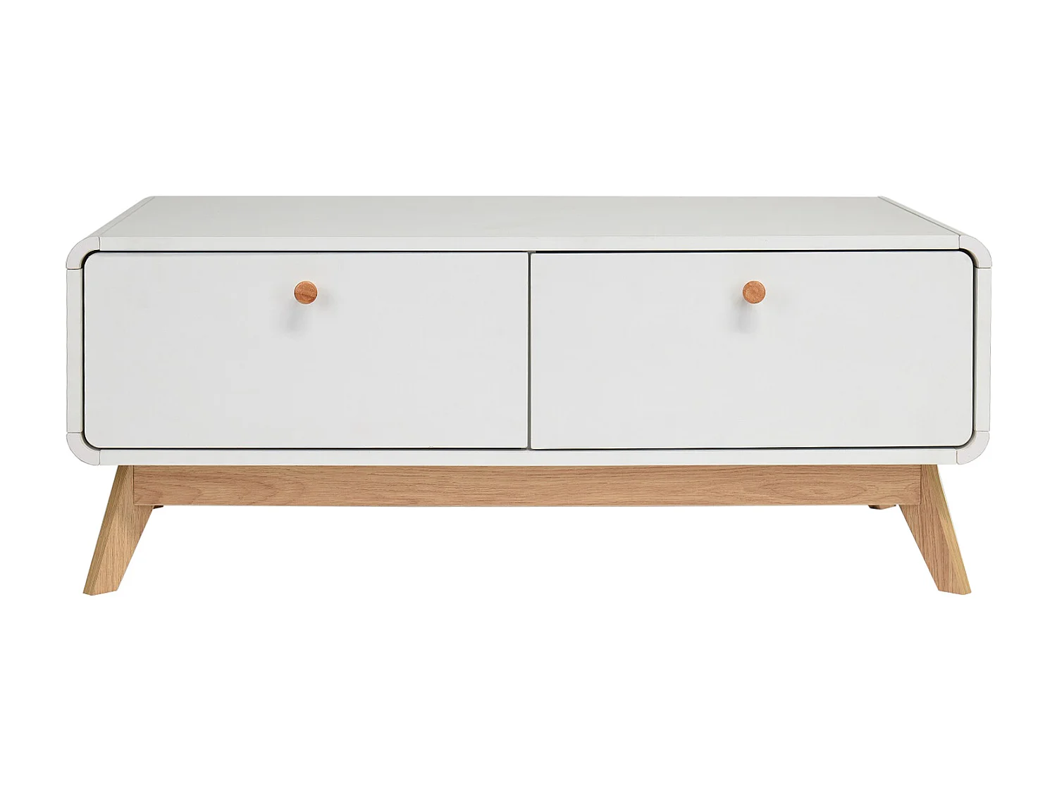 Credenza bassa con 2 cassetti in agglomerato bianco