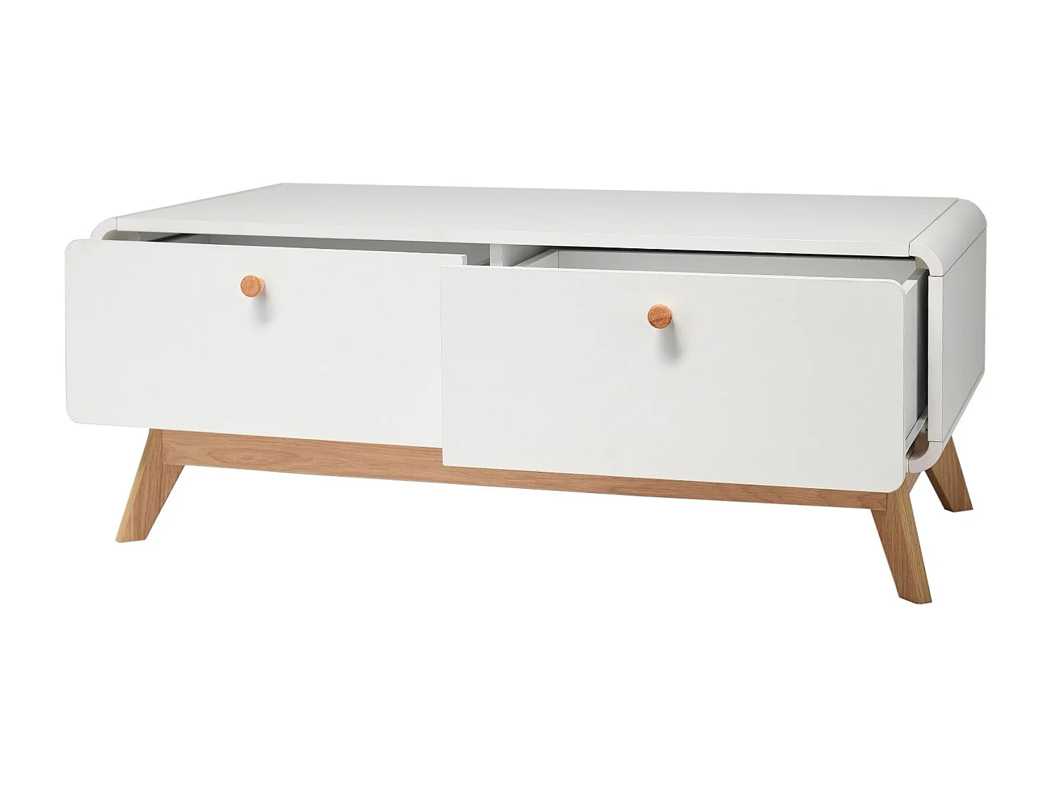 Credenza bassa con 2 cassetti in agglomerato bianco