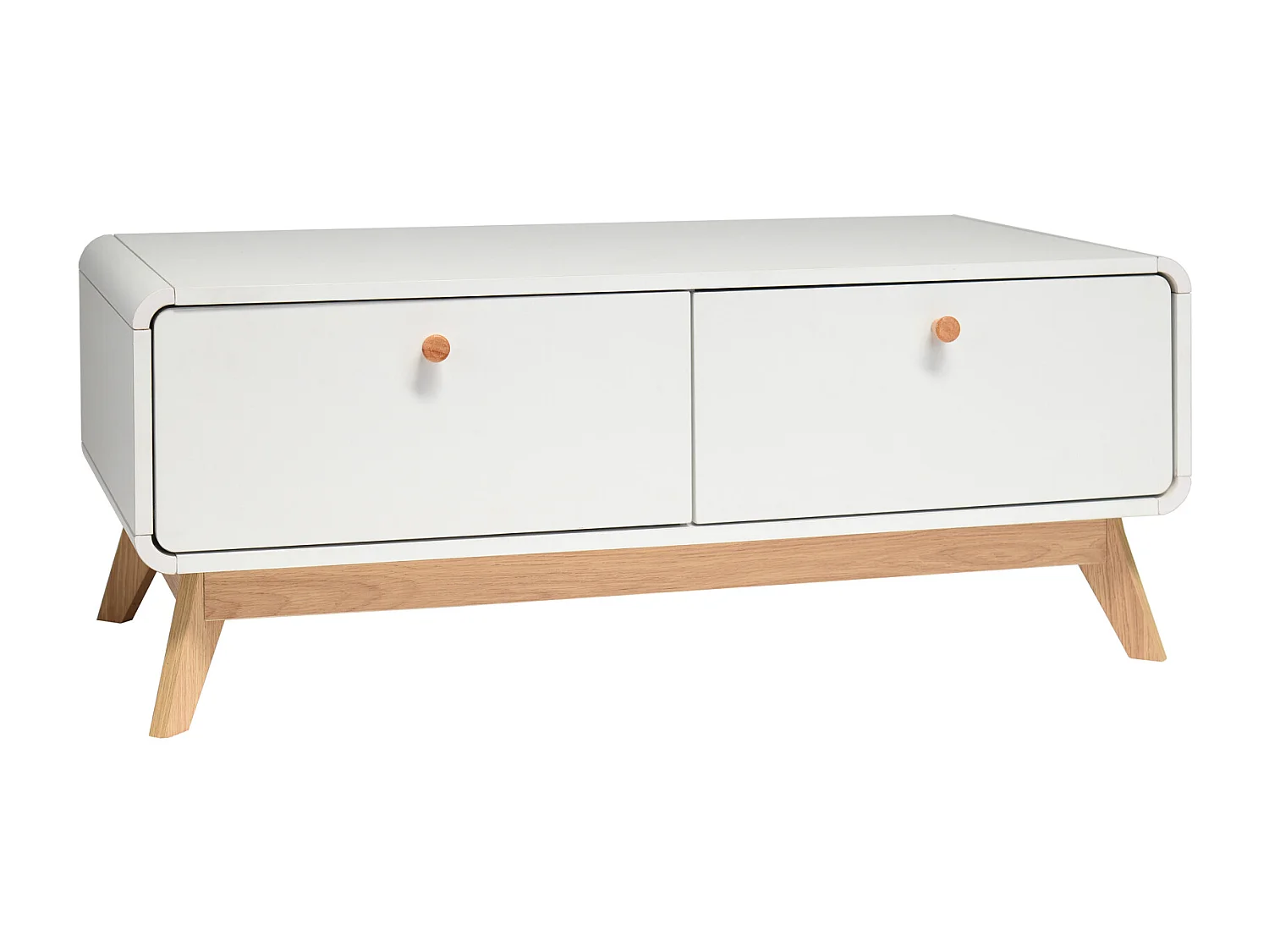 Credenza bassa con 2 cassetti in agglomerato bianco