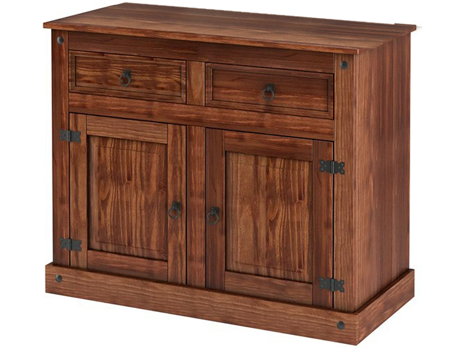 Credenza con 2 ante e 2 cassetti in pino dark nature