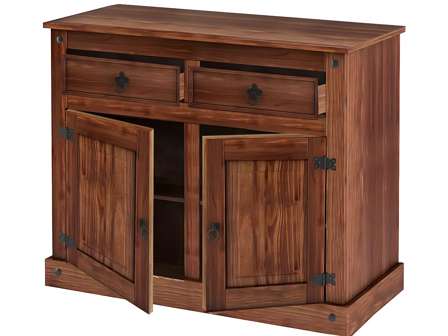 Credenza con 2 ante e 2 cassetti in pino dark nature
