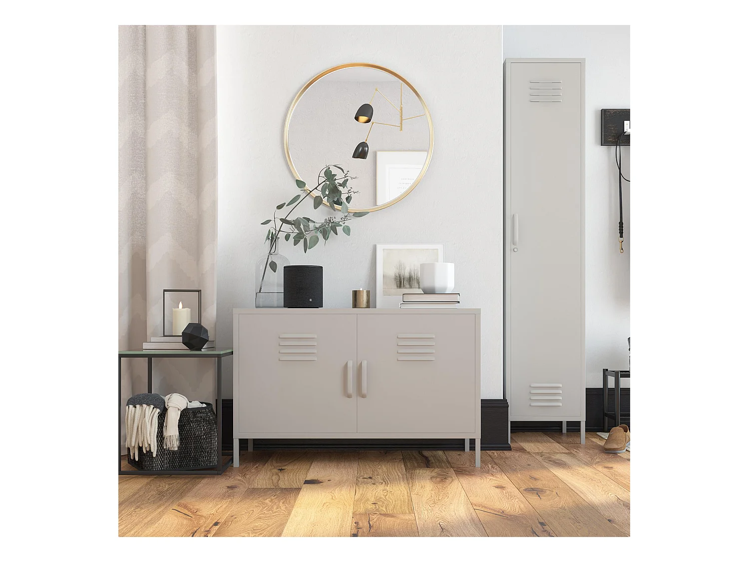 Bradford | Armoire 1 porte en métal taupe