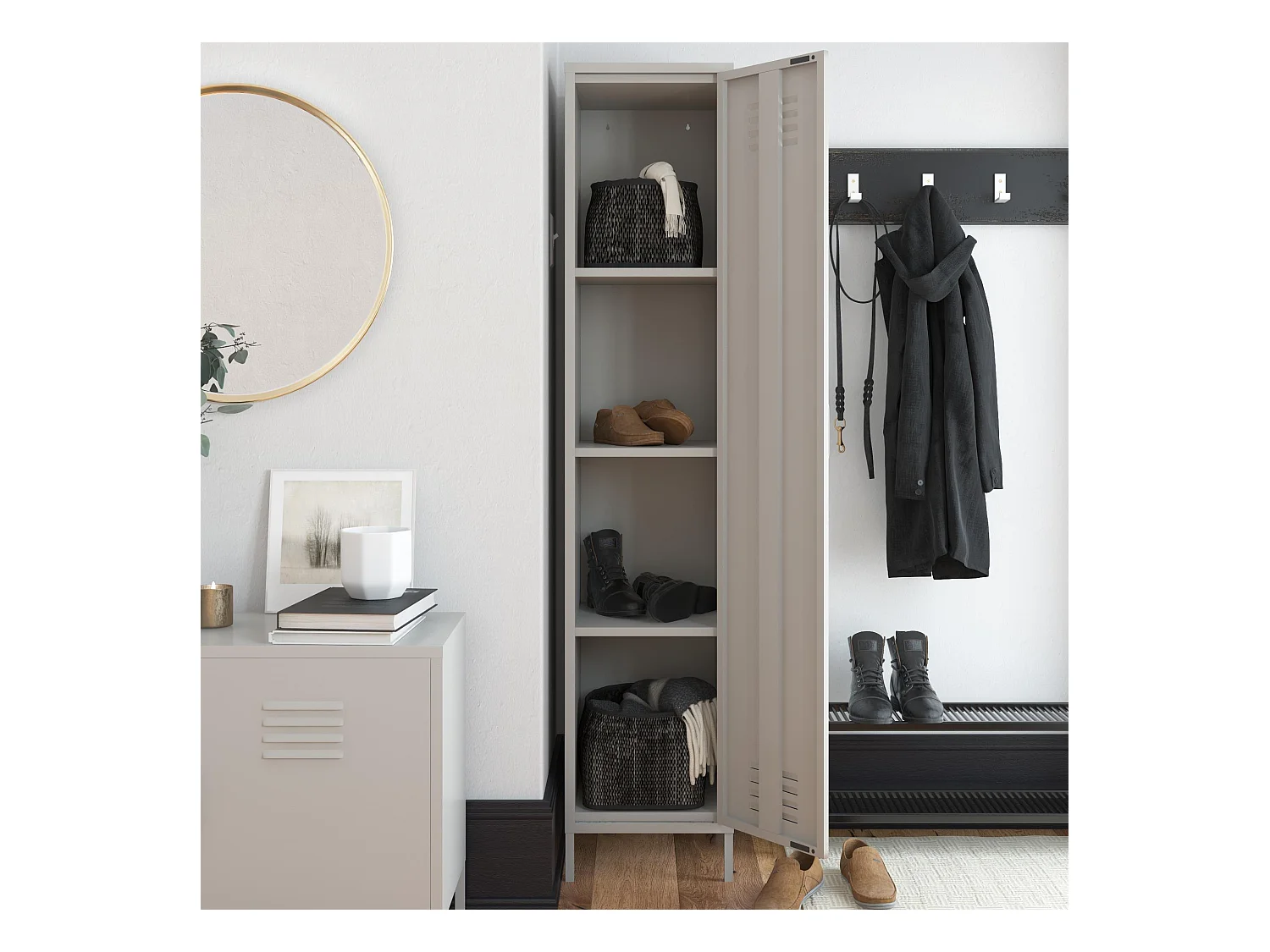 Bradford | Armoire 1 porte en métal taupe