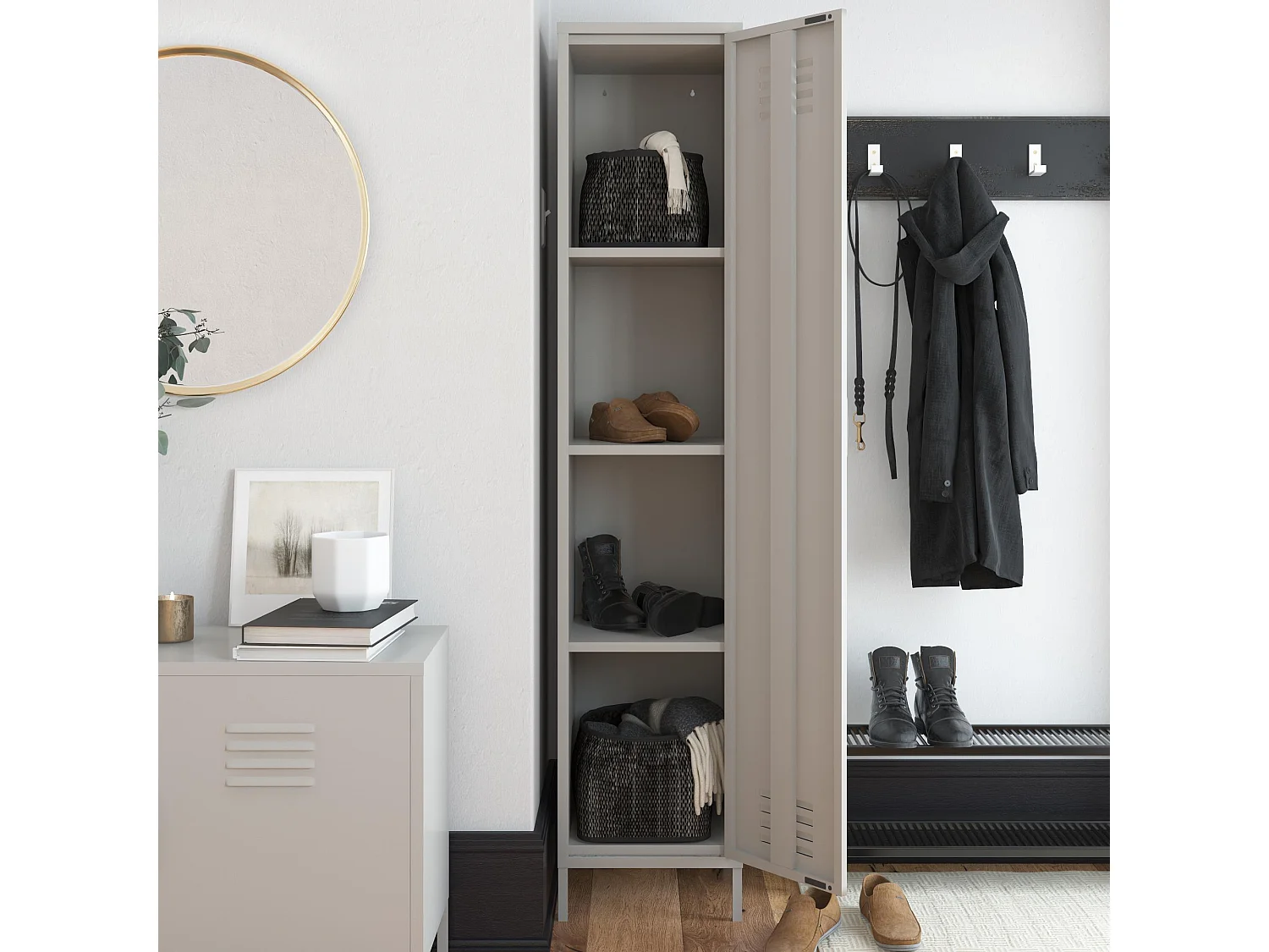 Bradford | Armoire 1 porte en métal taupe