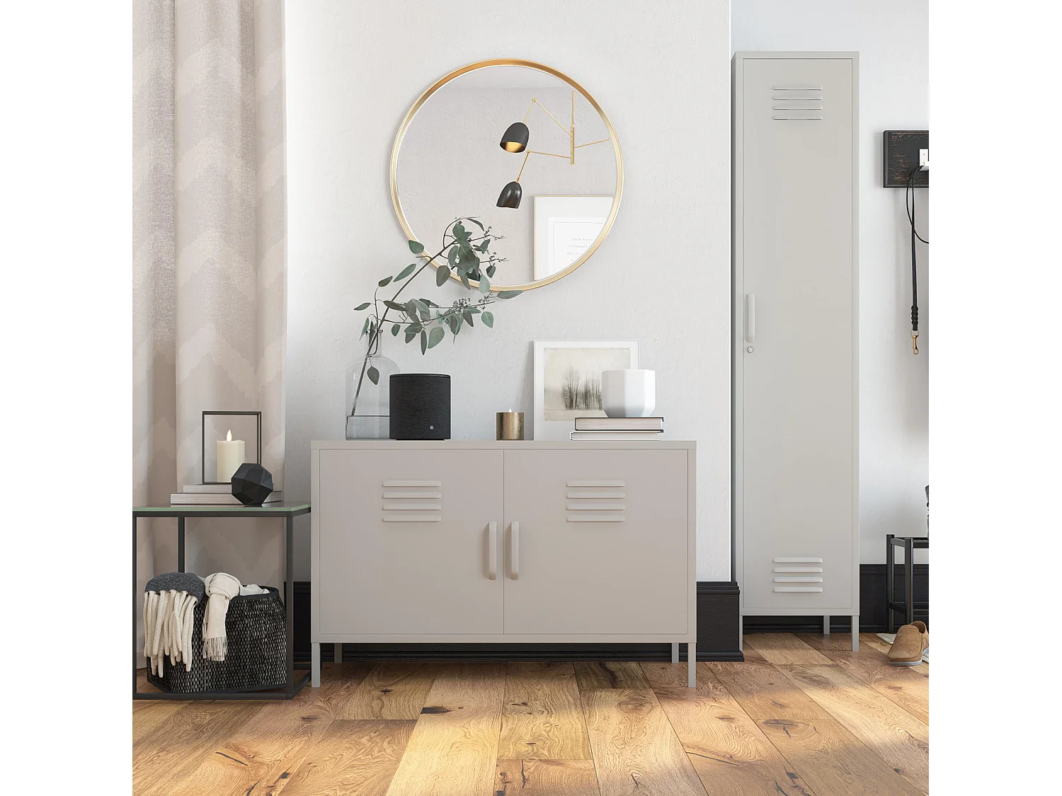 Bradford | Armoire 1 porte en métal taupe