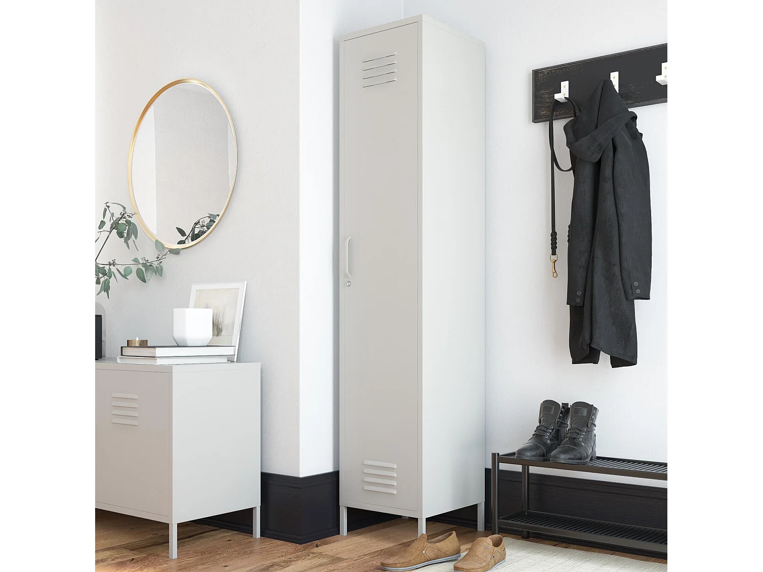 Bradford | Armoire 1 porte en métal taupe