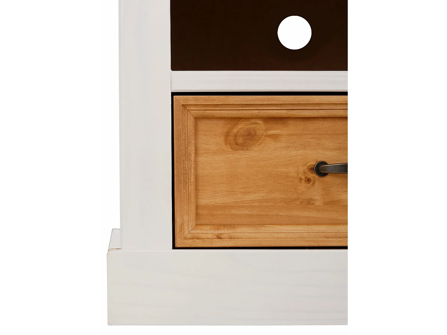 Credenza bassa con 3 cassetti in pino bianco e cera macchiata