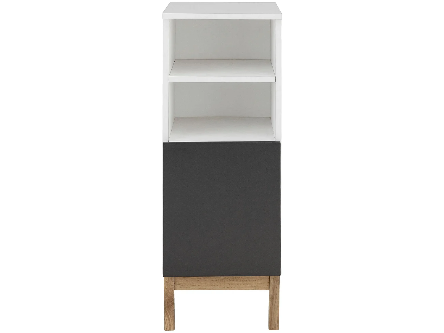 Mirza | Armoire 1 porte en panneaux de particules blanc et anthracite