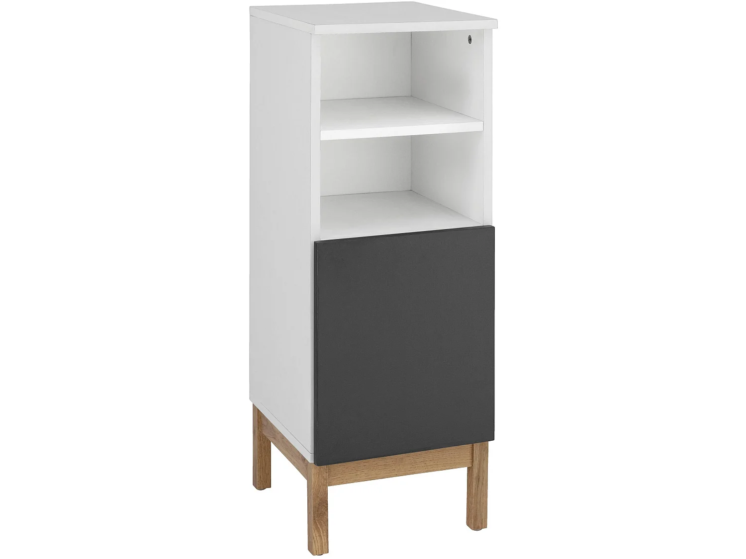 Mirza | Armoire 1 porte en panneaux de particules blanc et anthracite