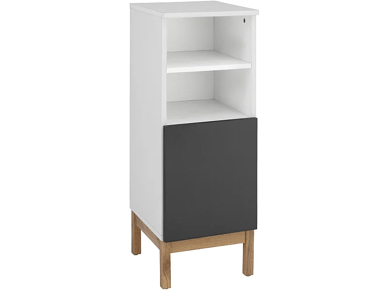 Mirza | Armoire 1 porte en panneaux de particules blanc et anthracite