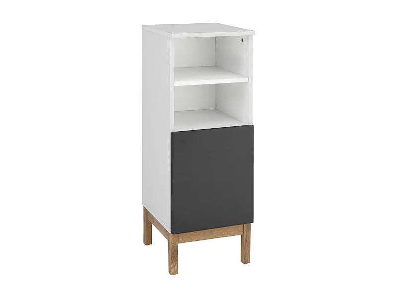Mirza | Armoire 1 porte en panneaux de particules blanc et anthracite