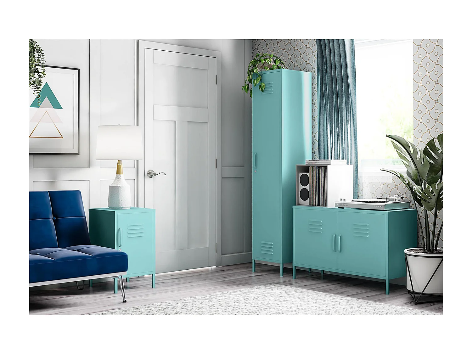 Mueble con 2 puertas en metal menta