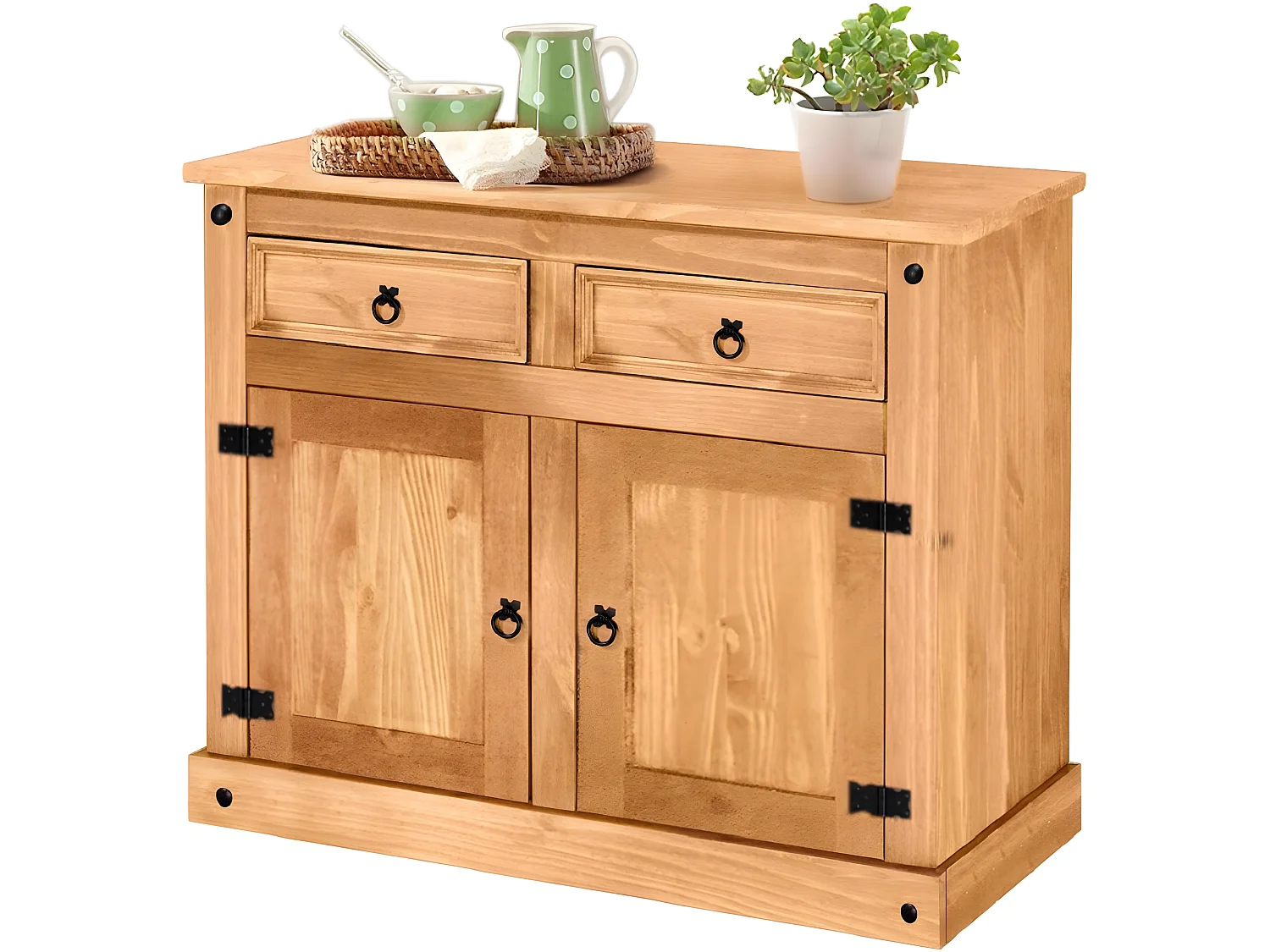 Sideboard mit 2 Türen und 2 Schubladen in Kiefer natur hell