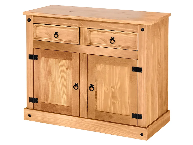 Credenza con 2 ante e 2 cassetti in pino light nature