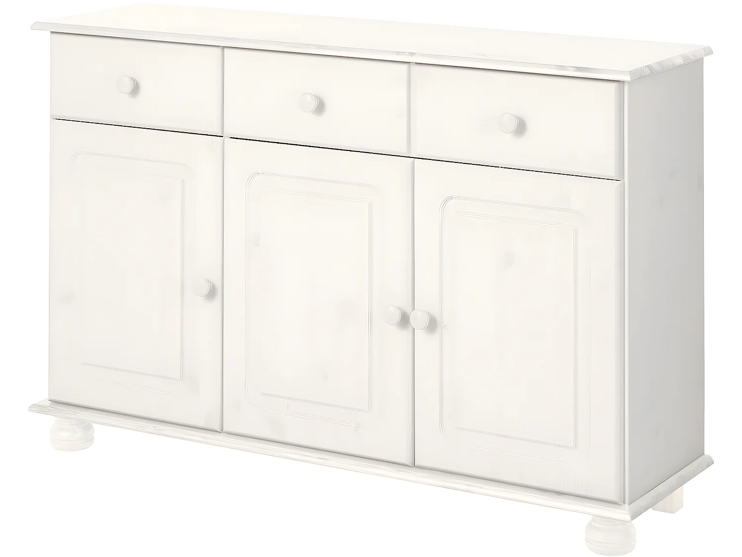Credenza con 3 ante e 2 cassetti in pino bianco
