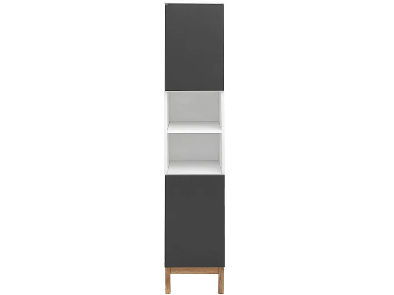 Mirza | Armoire 2 portes en panneaux de particules blanc et anthracite