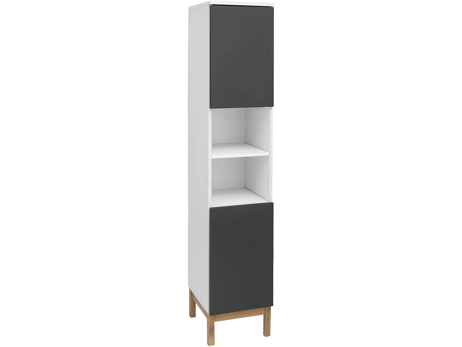 Mirza | Armoire 2 portes en panneaux de particules blanc et anthracite