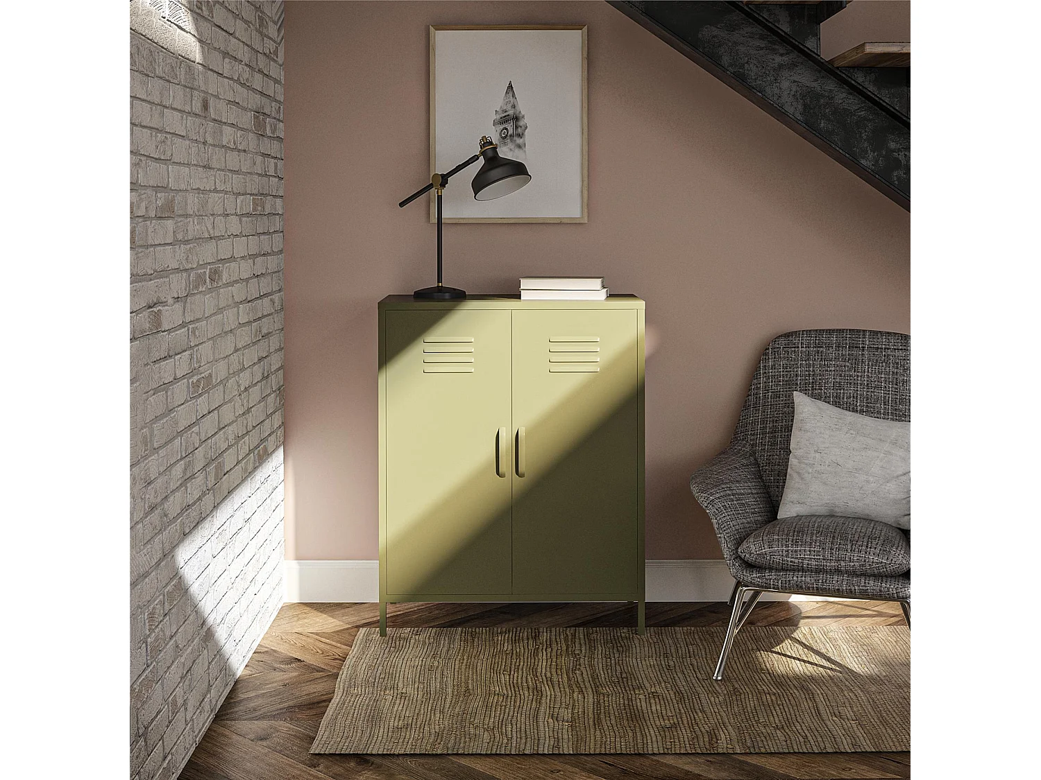 Bradford | Armoire avec 1 porte en vert olive