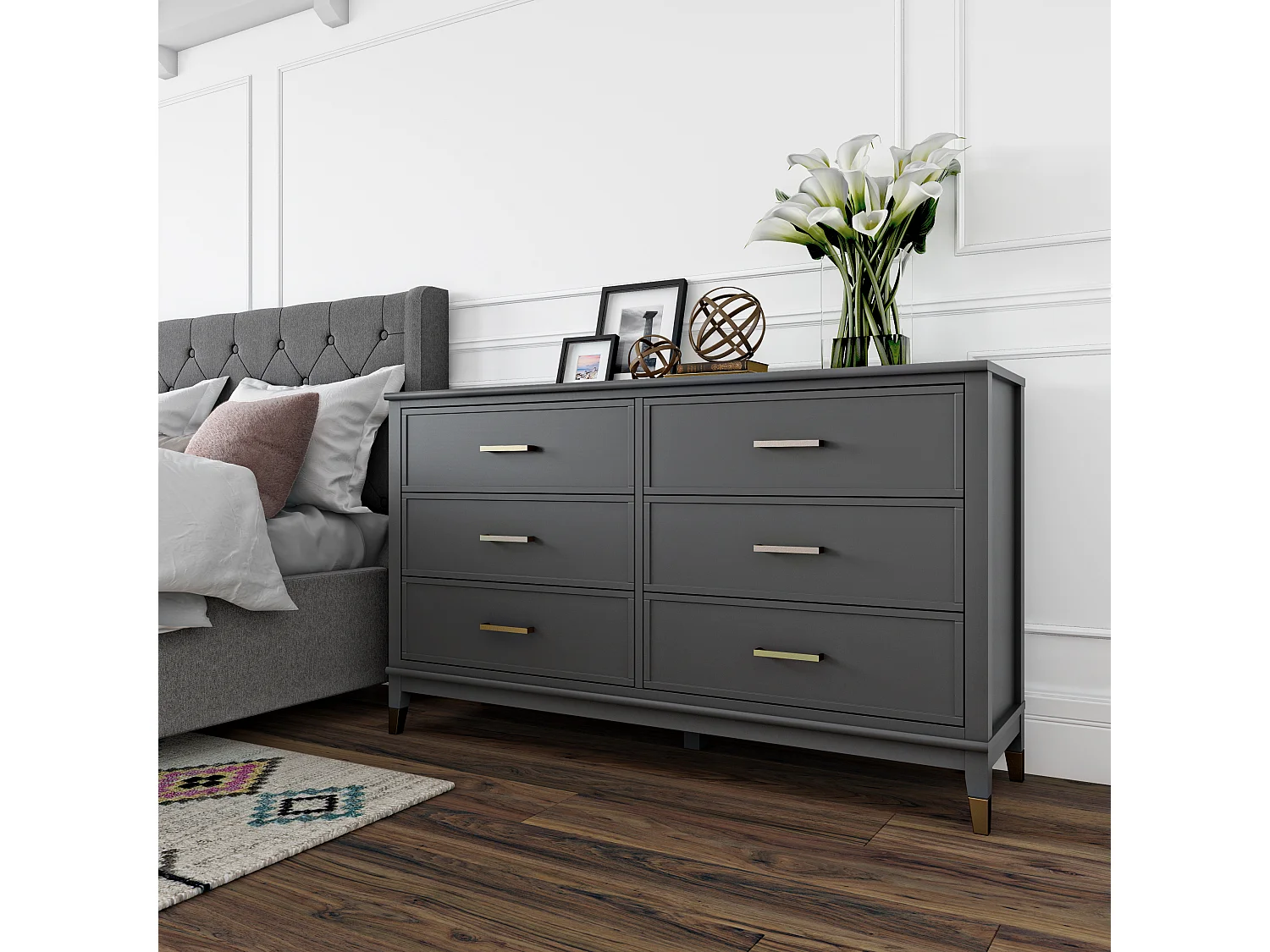 Westerleigh | Commode à 6 tiroirs en MDF gris graphite