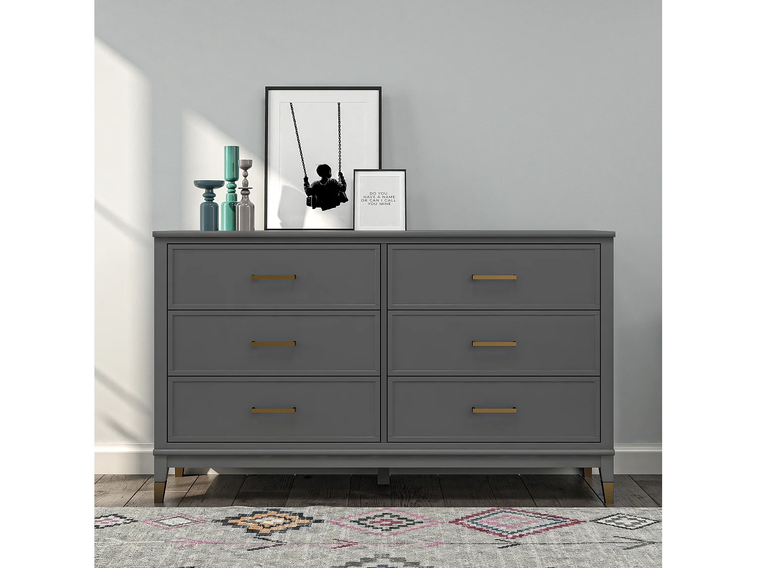 Westerleigh | Commode à 6 tiroirs en MDF gris graphite