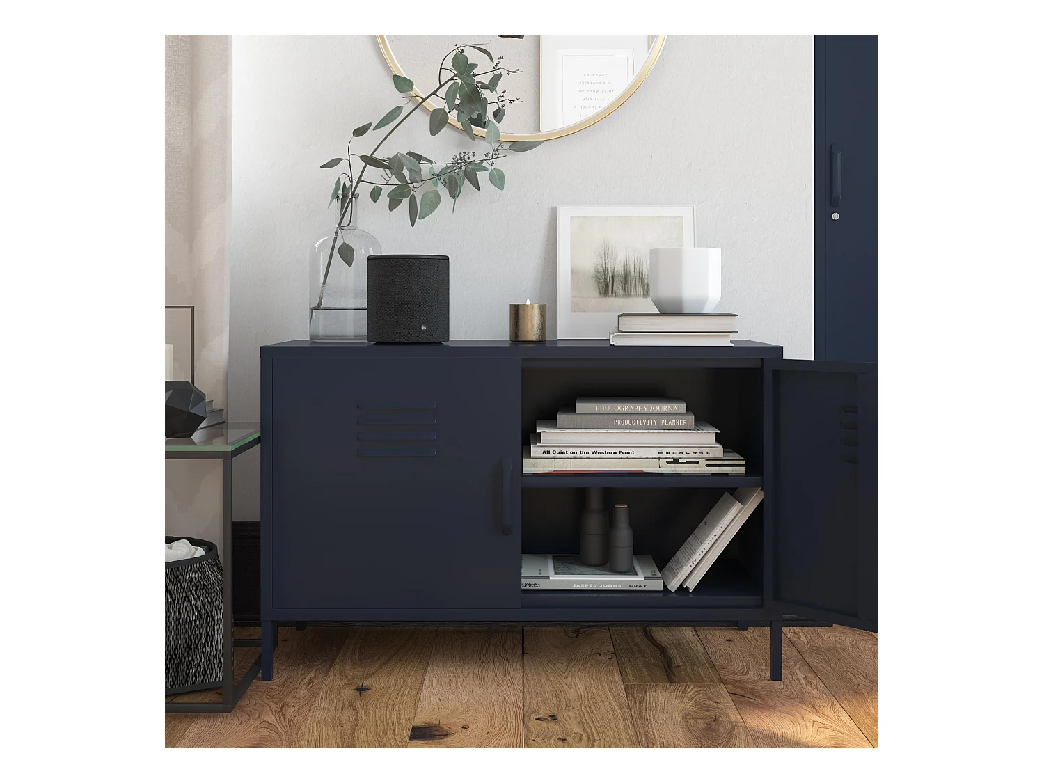 Schrank mit 2 Türen aus Metall, marineblau