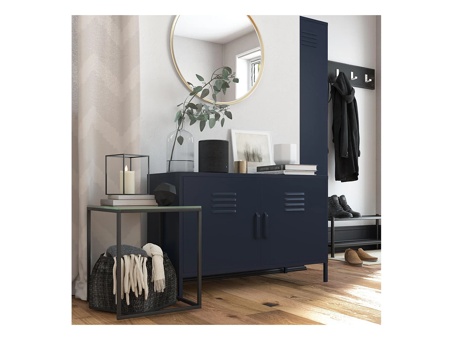 Schrank mit 2 Türen aus Metall, marineblau