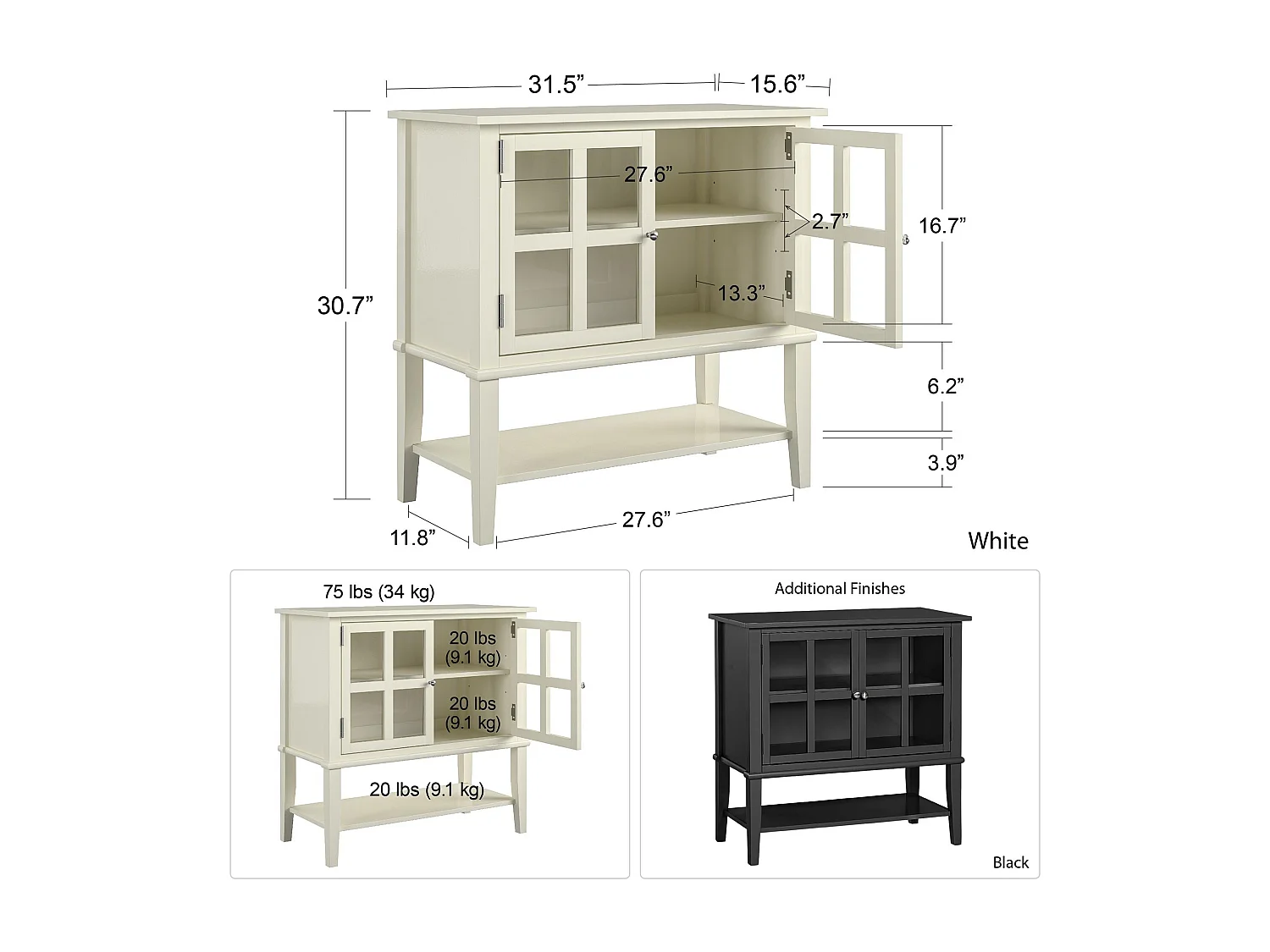 Mueble con 2 puertas en MDF negro
