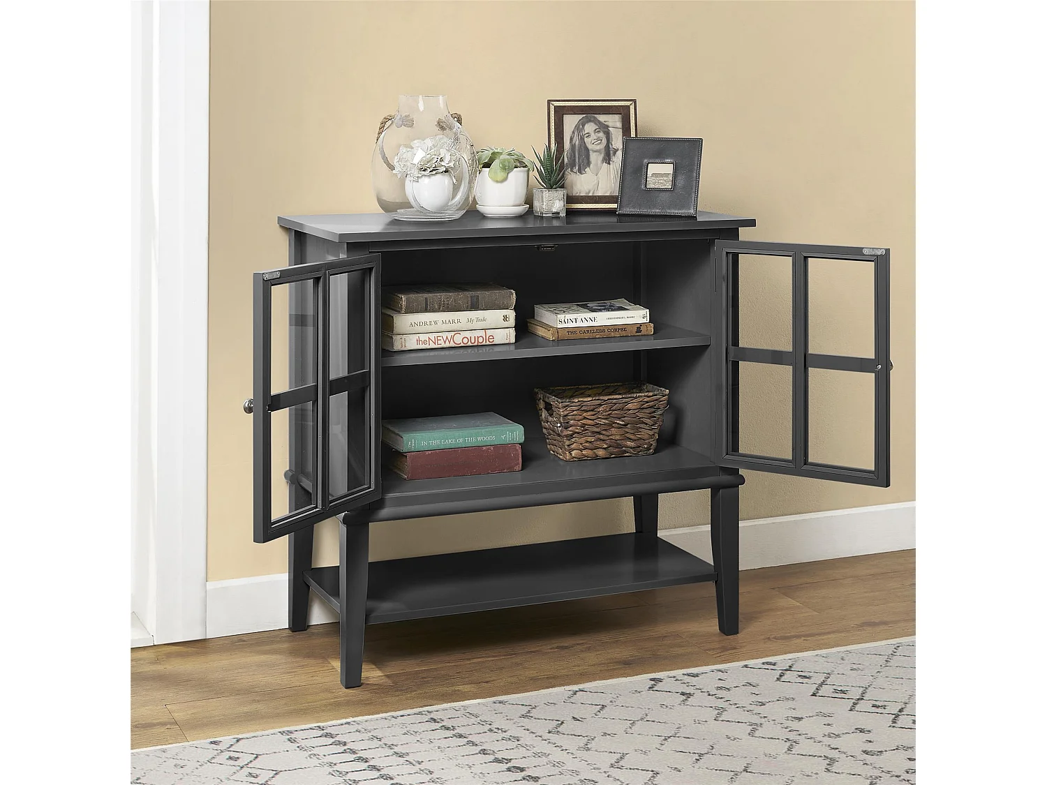 Mueble con 2 puertas en MDF negro