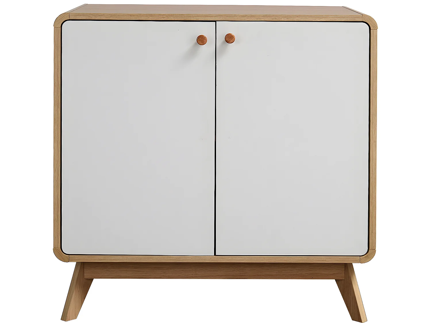 Cassie | Armoire 2 portes en panneau de particules chêne et blanc