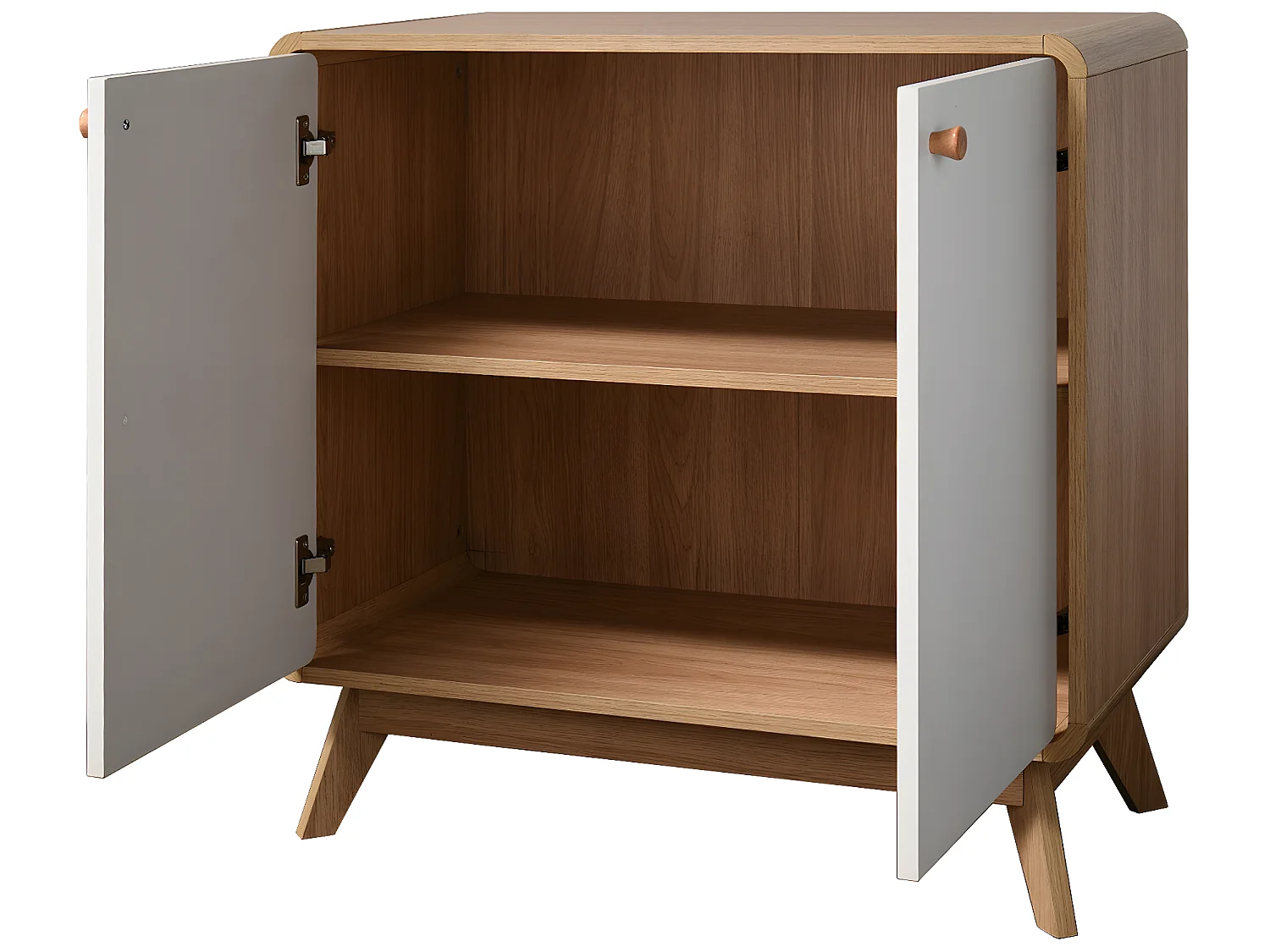 Cassie | Armoire 2 portes en panneau de particules chêne et blanc