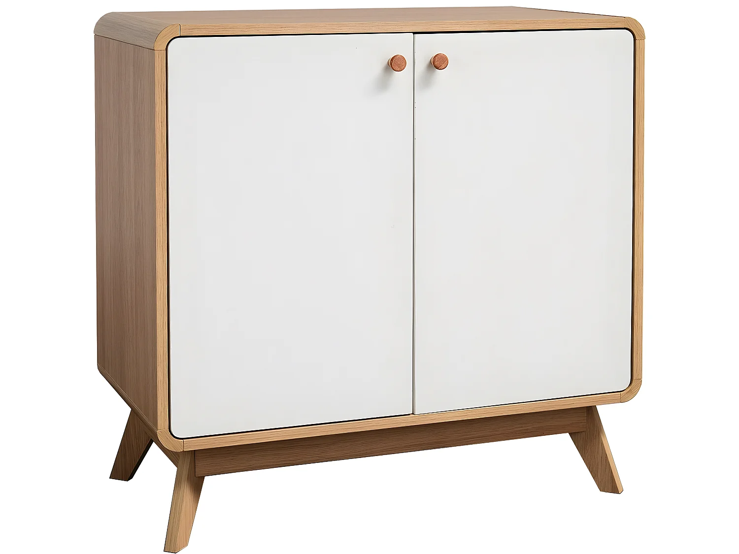 Cassie | Armoire 2 portes en panneau de particules chêne et blanc