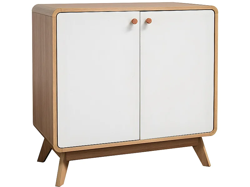 Cassie | Armoire 2 portes en panneau de particules chêne et blanc