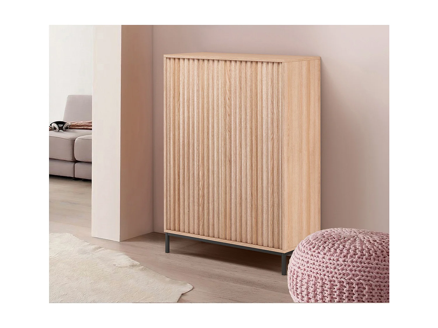 Celine | Buffet haut 2 portes en panneaux de particules nature