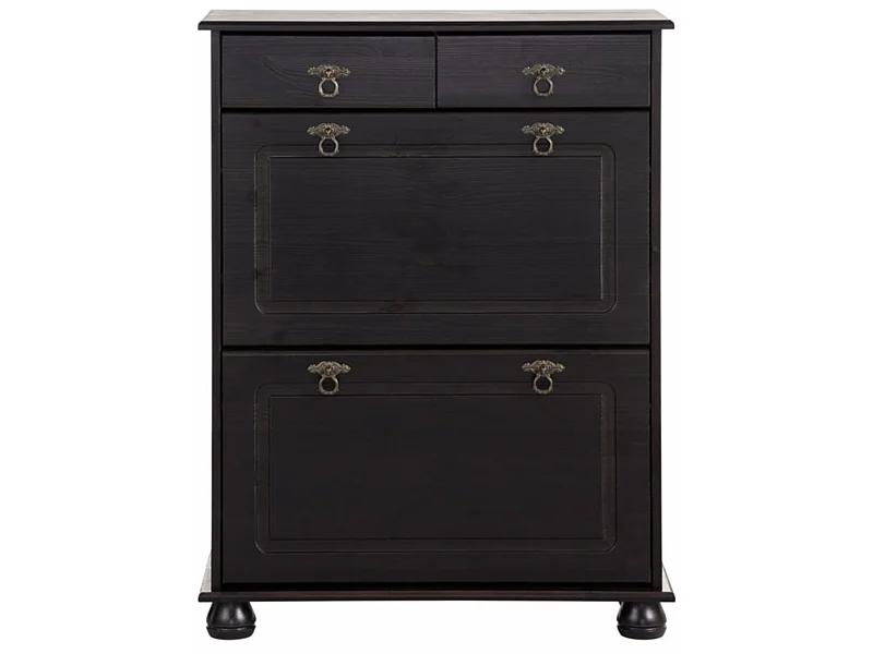 Zapatero con 2 cajones y 2 solapas en color marrón pino