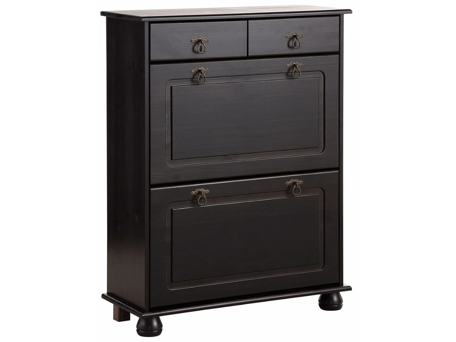 Zapatero con 2 cajones y 2 solapas en color marrón pino