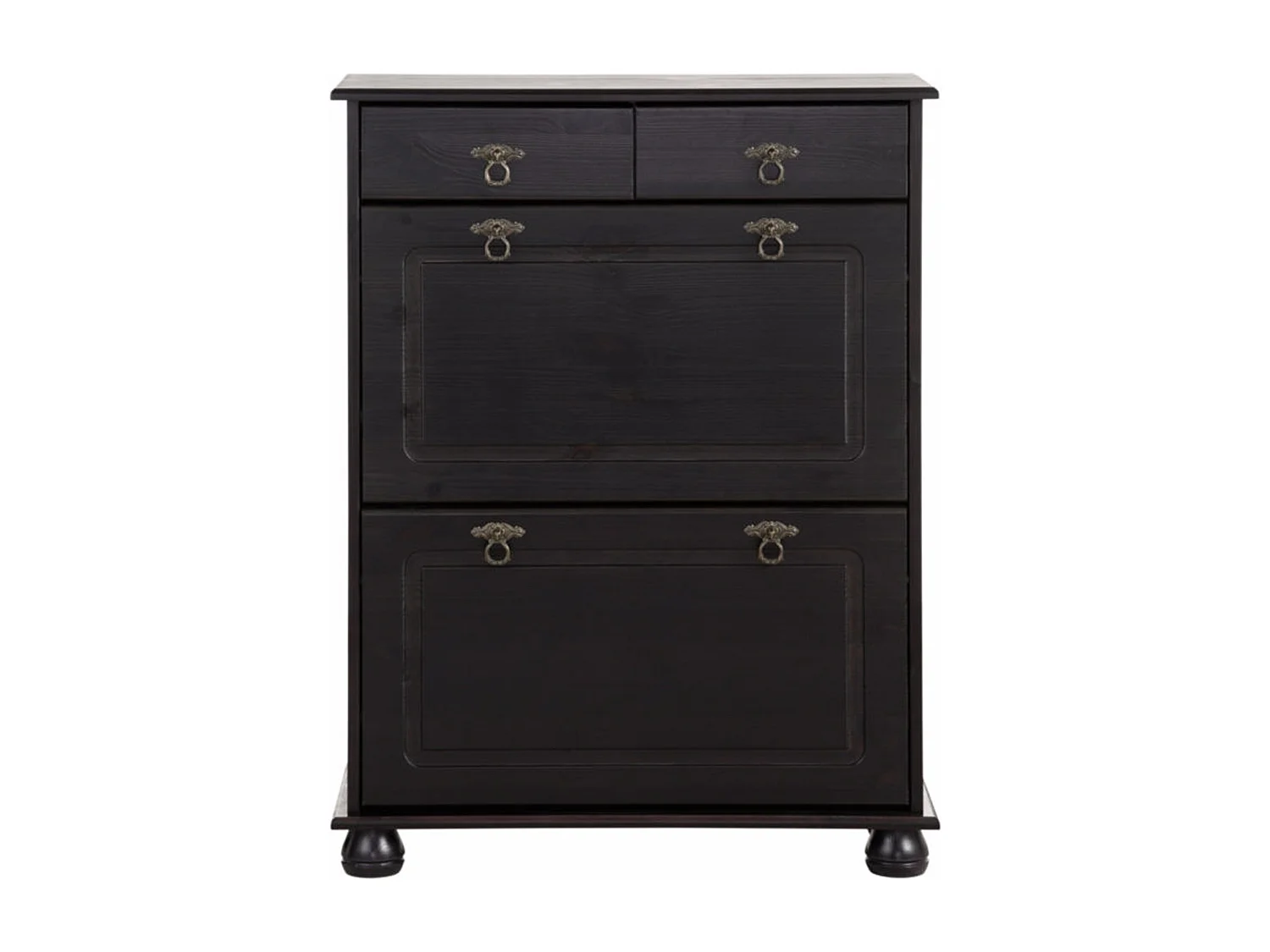 Finca | Meuble à chaussures avec 2 tiroirs et 2 abattants en pin brun