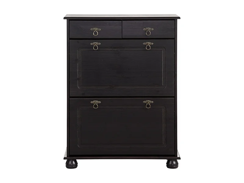 Zapatero con 2 cajones y 2 solapas en color marrón pino