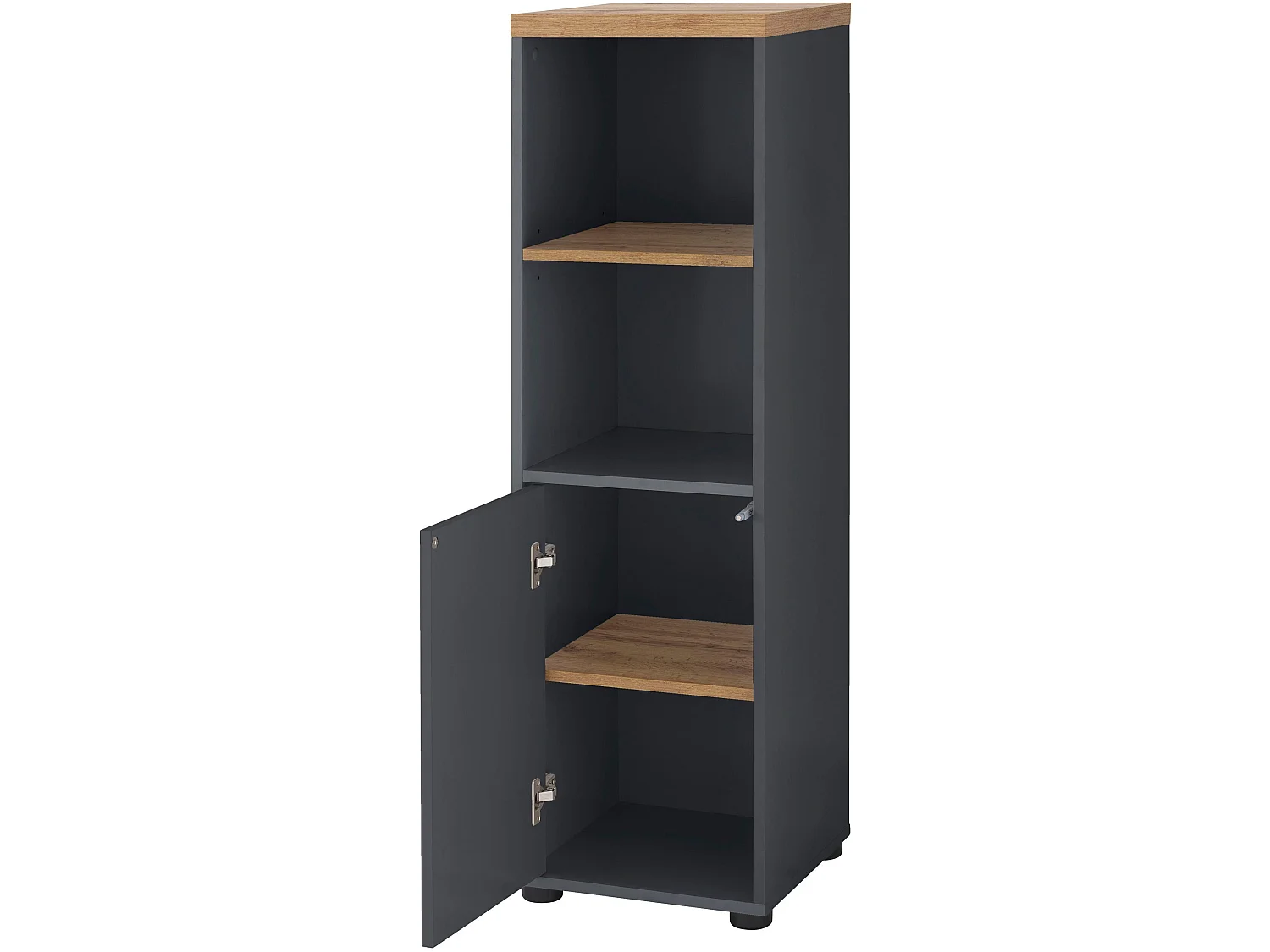 Thessa | Armoire avec 1 porte et 1 étagère en MDF blanc et anthracite