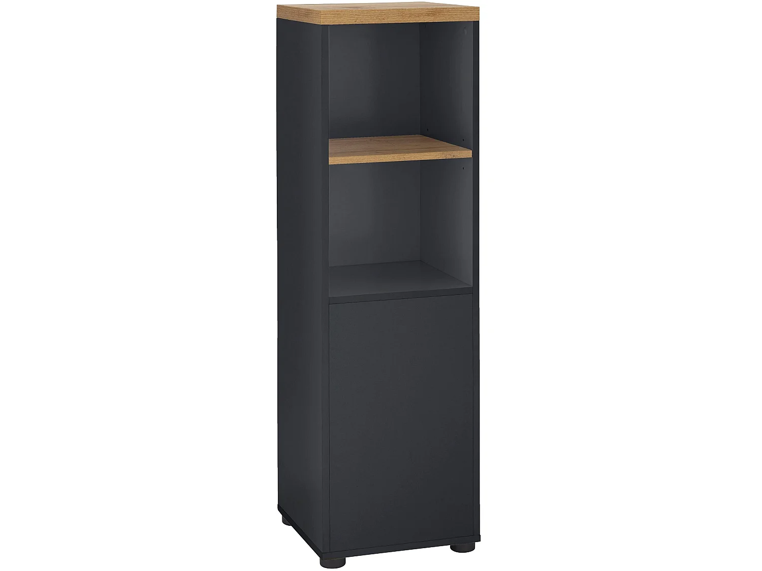 Thessa | Armoire avec 1 porte et 1 étagère en MDF blanc et anthracite