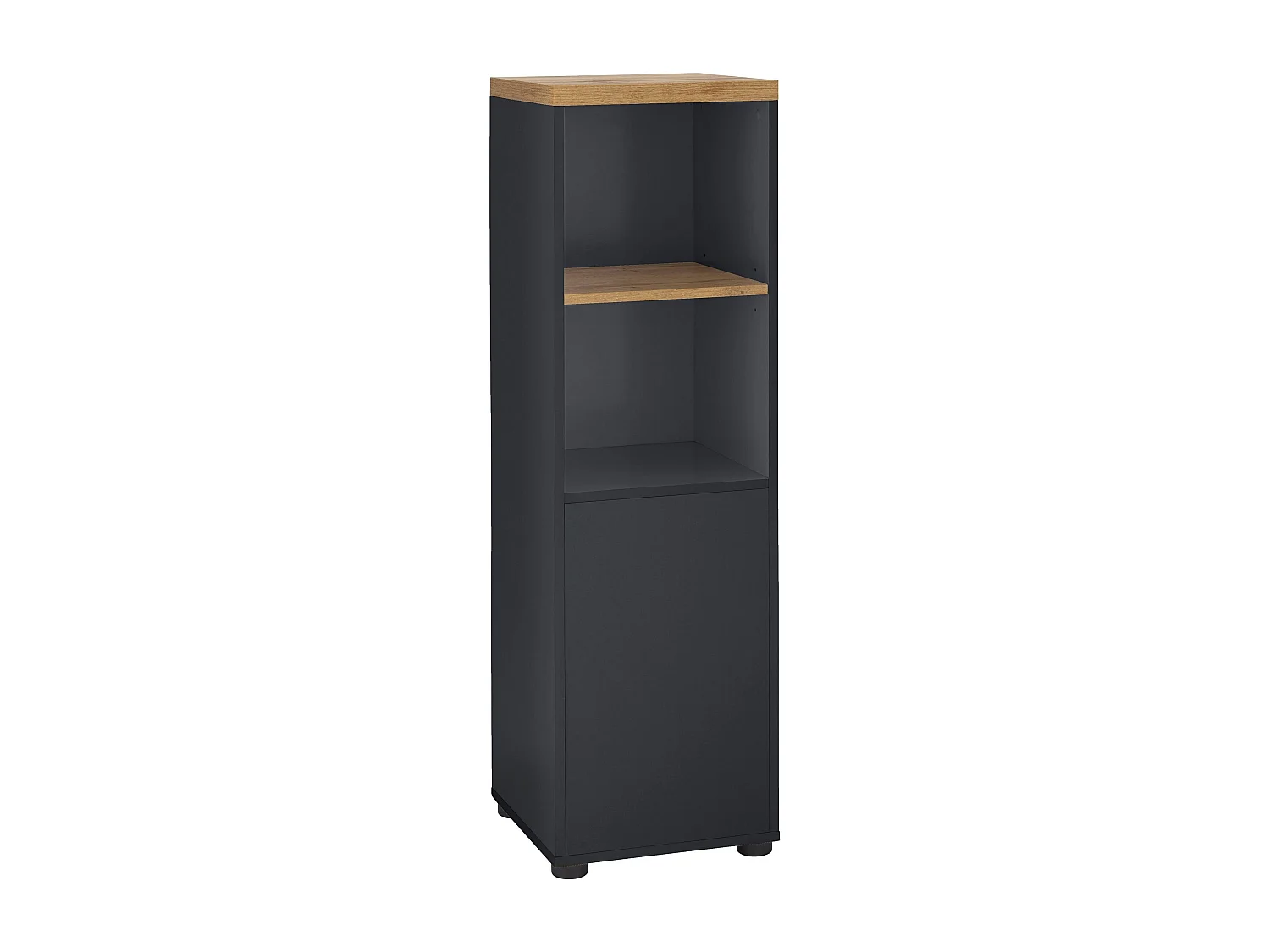 Schrank mit 1 Tür und 1 Regal in MDF weiß und anthrazit