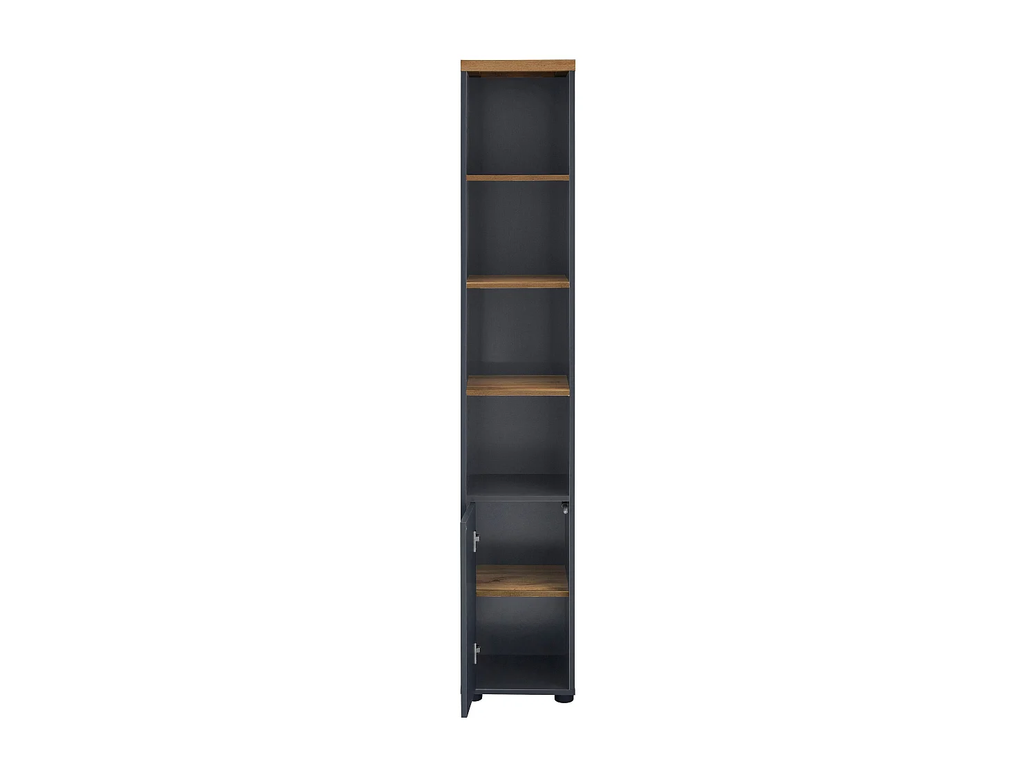 Mueble 1 puerta y 3 estantes en MDF blanco y antracita
