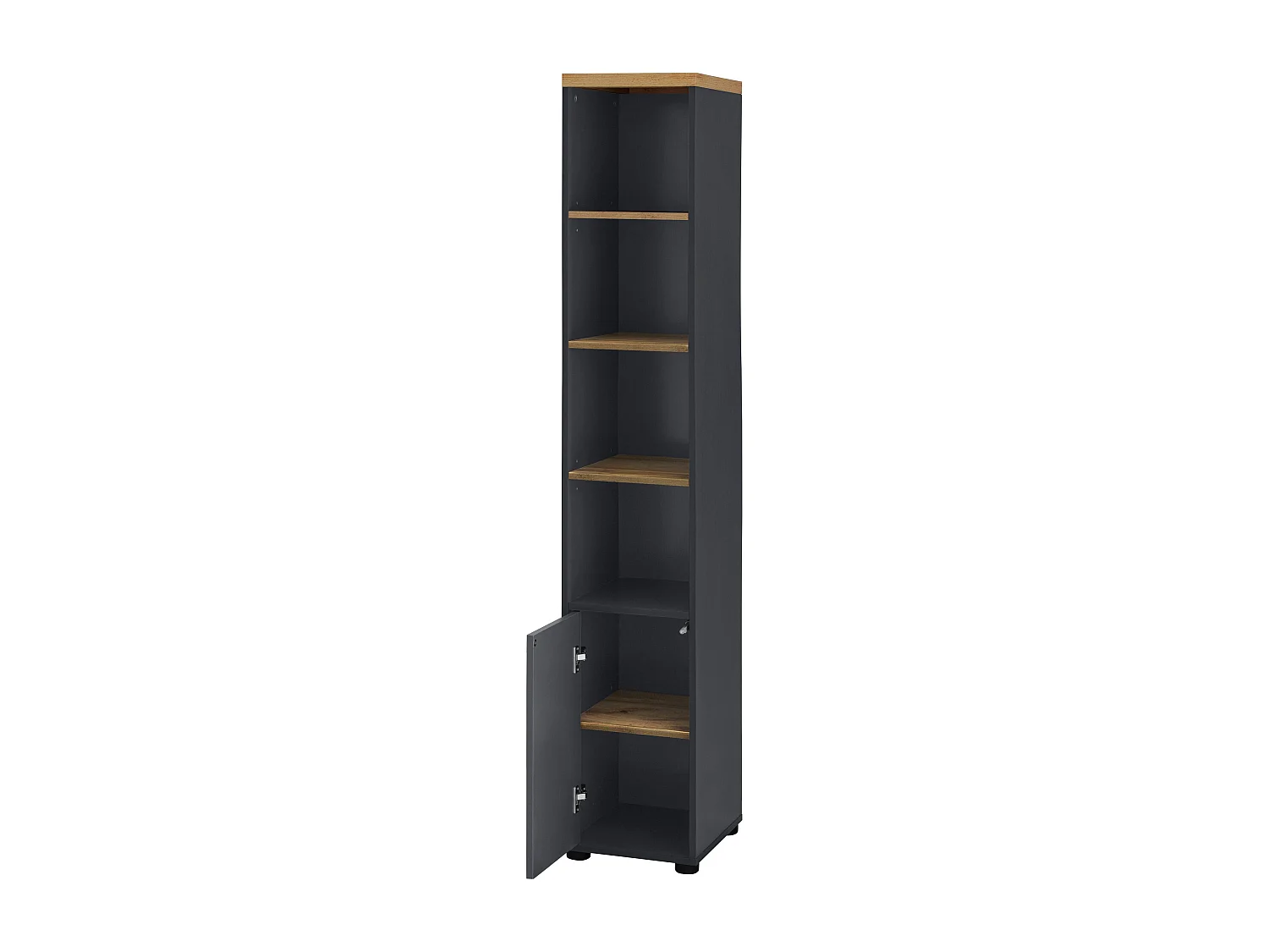 Mueble 1 puerta y 3 estantes en MDF blanco y antracita