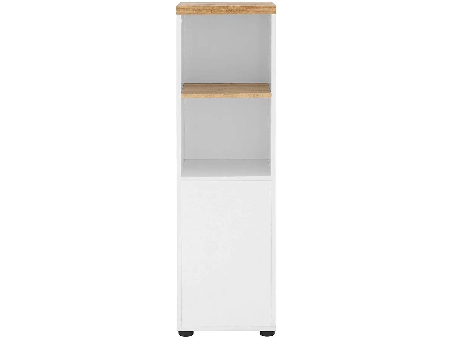 Thessa | Armoire avec 1 porte et 1 étagère en MDF blanc et chêne