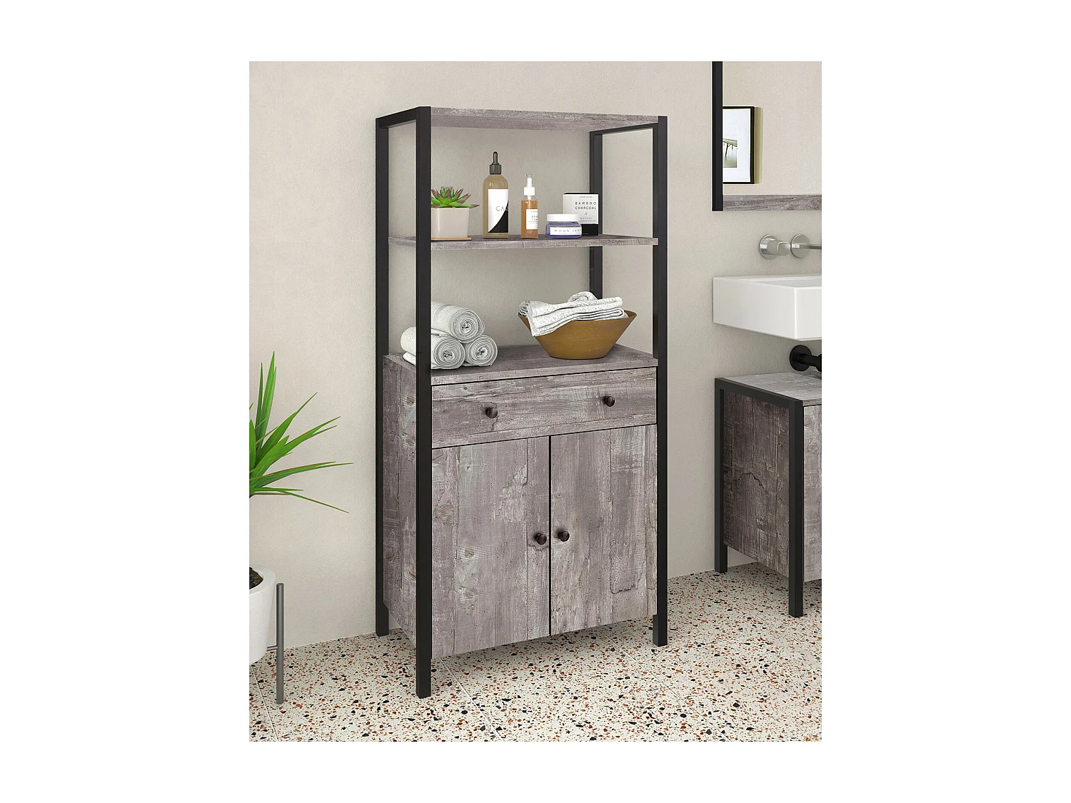 Mueble con 2 puertas y 1 cajón en tablero aglomerado beton